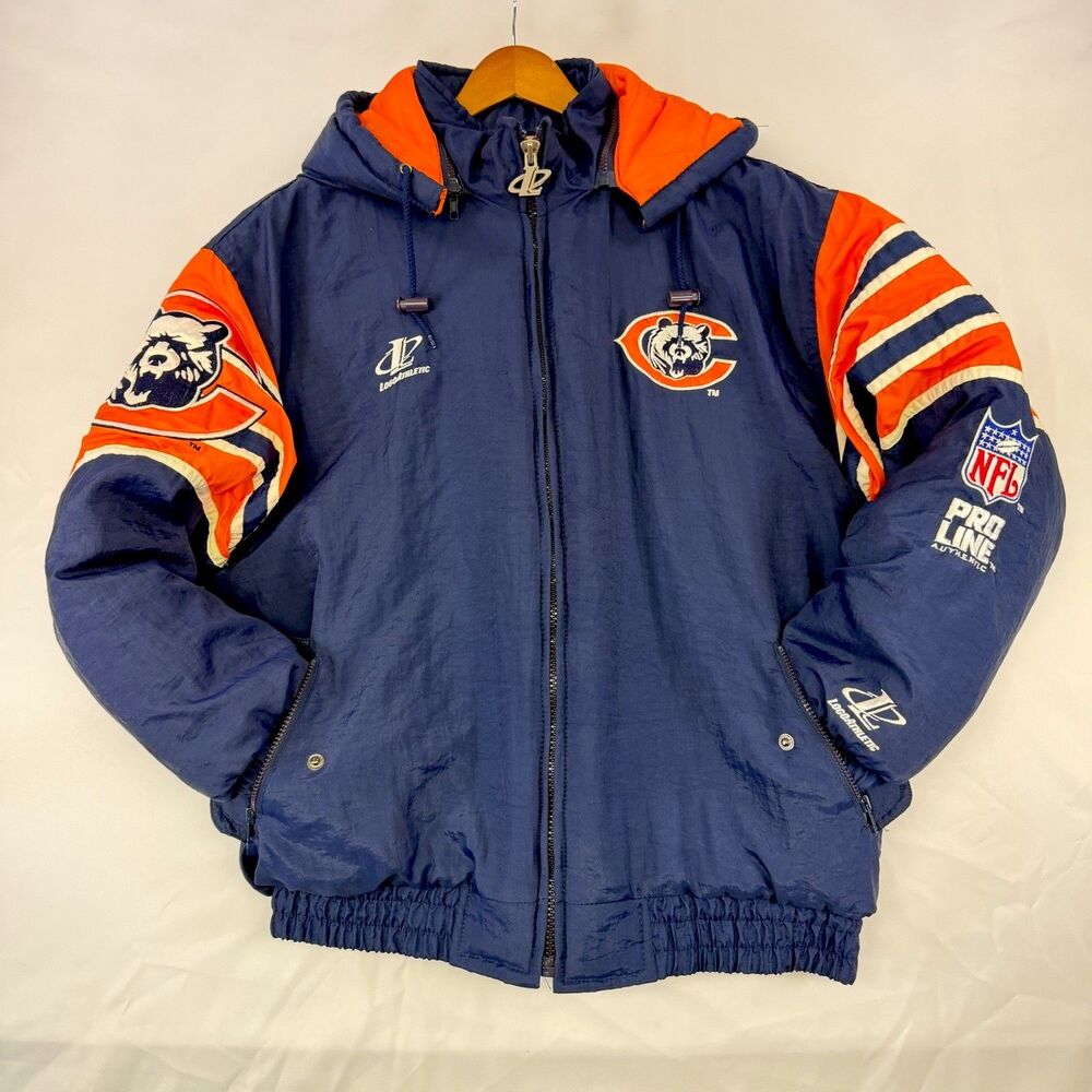 NFL Vintage Logo Chicago Bears Pro Line Sports Jacket W Detachable Hood Sz L ✅